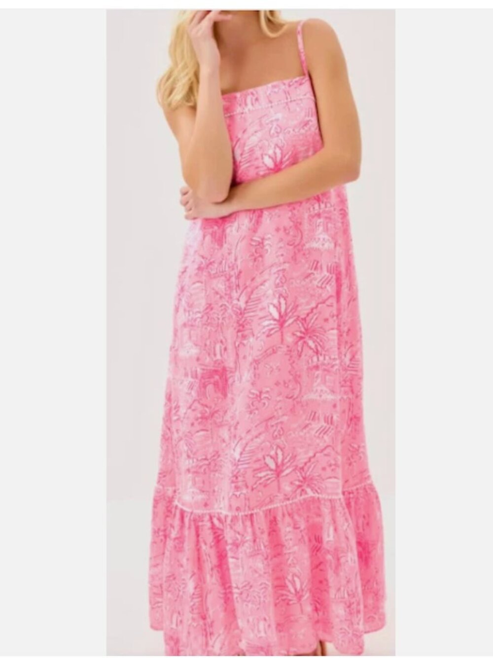 NWT Lilly Pulitzer Rosalie Linen Maxi Dress Penny’s Playground Pink Toile Size 6 - Picture 4 of 16